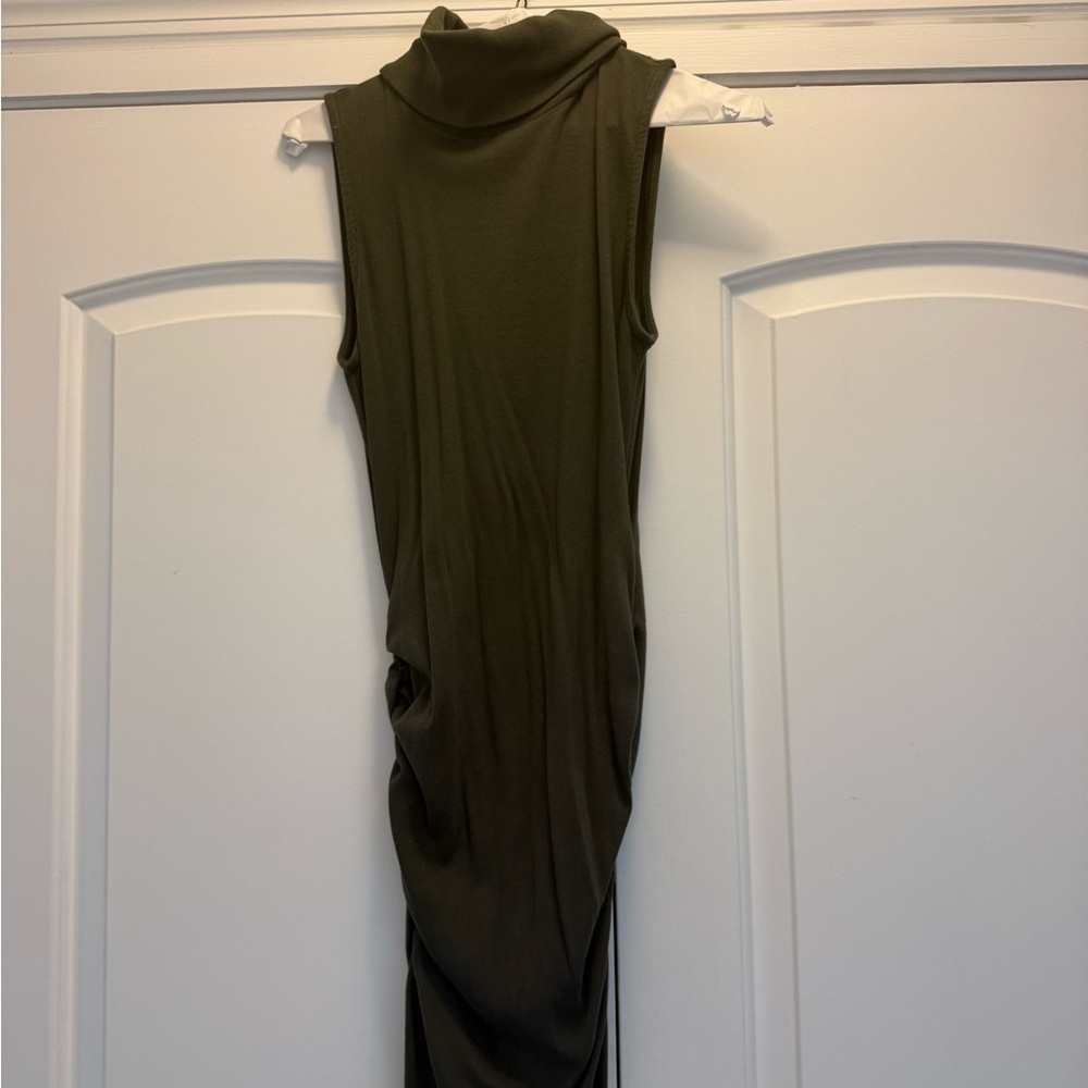 Michael Stars Olive Green Sleeveless Turtleneck Maxi Dress